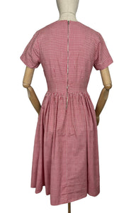 Original 1950's Harrods Red and White Gingham Dress with Pockets - Bust 36