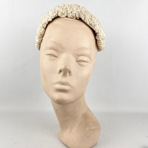 Original 1950's Cream Ruffled Lace Half Hat - Perfect for a Summer Wedding