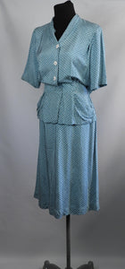 1940s Silk Dress With Peplum - B38/40