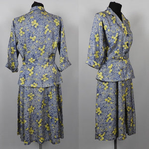 1940s Artificial Silk Dress Which Looks Like A Suit - B38/40