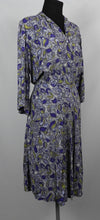 Load image into Gallery viewer, 1940s Purple and Chartreuse Crepe Dress - B40 42
