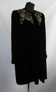 1940s Black Velvet Evening Jacket with Soutache and Sequins - B38/40