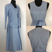 Load image into Gallery viewer, 1930s Blue and White Check Cotton Dress and Jacket Set - B32
