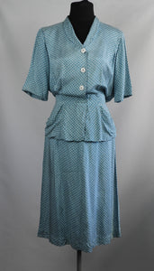 1940s Silk Dress With Peplum - B38/40