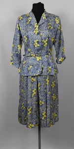 1940s Artificial Silk Dress Which Looks Like A Suit - B38/40