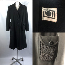 Load image into Gallery viewer, 1940s 11011 Volup Black Wool Coat - B44 46
