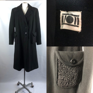 1940s 11011 Volup Black Wool Coat - B44 46