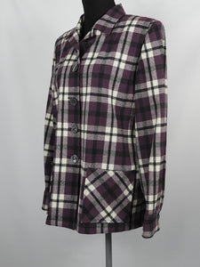 Vintage Pendleton Style Wool Check Jacket in Purple, White and Black - B40