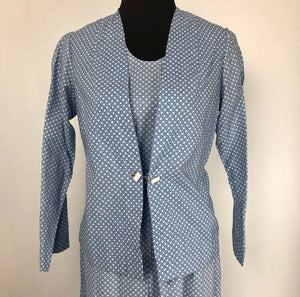 1930s Blue and White Check Cotton Dress and Jacket Set - B32