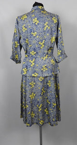 1940s Artificial Silk Dress Which Looks Like A Suit - B38/40