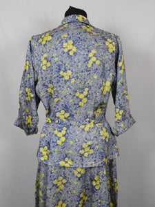 1940s Artificial Silk Dress Which Looks Like A Suit - B38/40