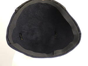 1930s Navy Felt and Black Velvet Beaded Evening Hat