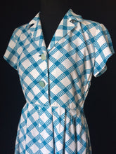 Load image into Gallery viewer, 1950s St Michael Marspun Blue and Check Dress - B36
