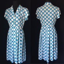 Load image into Gallery viewer, 1950s St Michael Marspun Blue and Check Dress - B36
