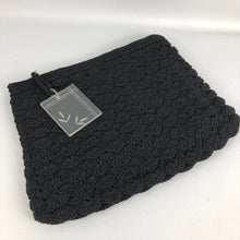 Load image into Gallery viewer, Original 1940s Large Black Crochet Handbag with Lucite Trim
