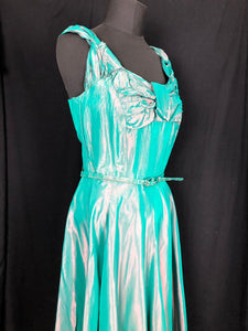 1950s Green Shot Taffeta Evening Dress - B36