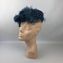Load image into Gallery viewer, 1940s Alice Camue Blue Ostrich Feather and Silk Hat
