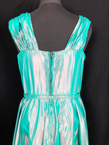 1950s Green Shot Taffeta Evening Dress - B36