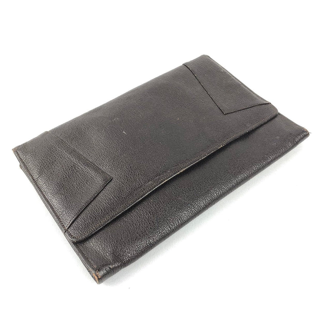 1930s 1940s Brown Leather Clutch Bag