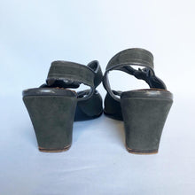 Load image into Gallery viewer, Original 1940s Charcoal Grey Suede Sandals - Great Shoes - UK 7 or 7.5
