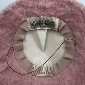 1950s Fluffy Pink Conical Hat - Gippy Hatte Brand