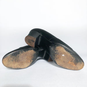 Original 1940s Black Satin and Velvet Evening Shoes by Randalls - UK 3.5 or 4