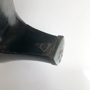Original 1940s Black Leather Vitality Peep Toe Shoes - UK 3 3.5*