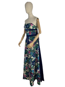 Exceptionally Beautiful Original 1950's Silk Evening Gown with Satin Lined Drapes - Bust 30