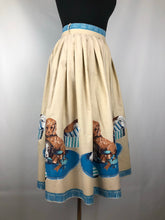 Load image into Gallery viewer, 1950s Novelty Print Puppy and Hat Border Print Skirt - Waist 23&quot; 24&quot; - Charming Piece
