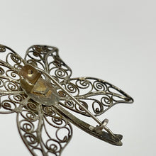 Load image into Gallery viewer, Vintage Filigree Work Leaf Brooch with Black Button Centre
