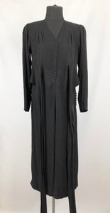 1930s 1940s Wounded but Wearable Black Satin Backed Crepe Dress - Bust 36 38