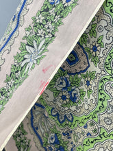 Load image into Gallery viewer, Vintage Italian Neckerchief in Pink, Green, White and Blue - Pretty Headscarf
