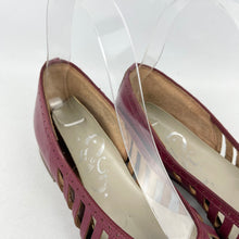 Load image into Gallery viewer, Original 1950’s Burgundy Leather Summer Sandals with Openwork Sides - UK 4 4.5 *
