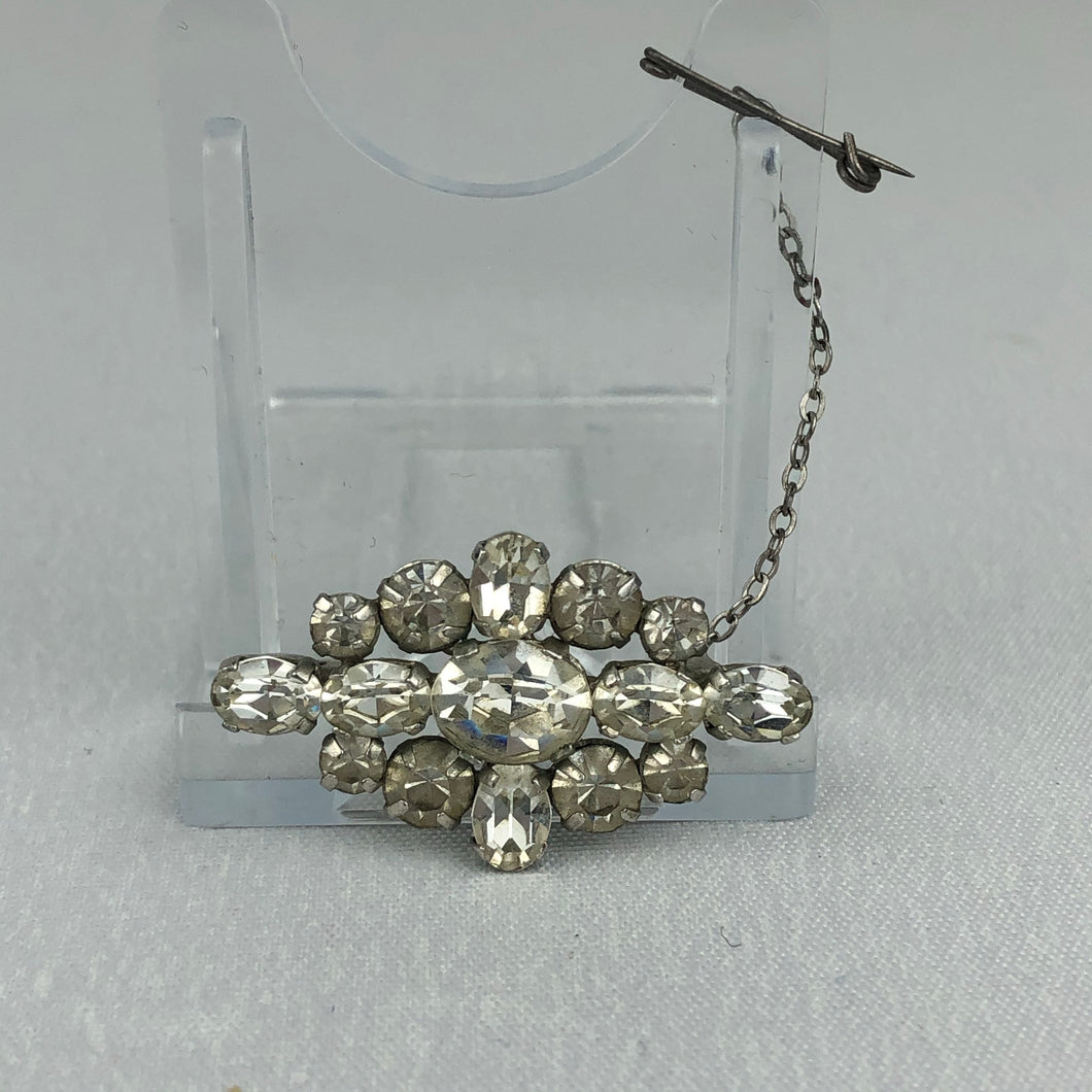 Vintage Claw Set Clear Paste Diamond Brooch