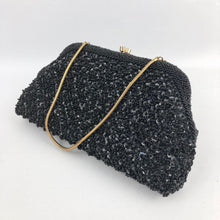 Load image into Gallery viewer, Original 1950s Black Sequin and Beaded Evening Bag by Le Soir Handbags
