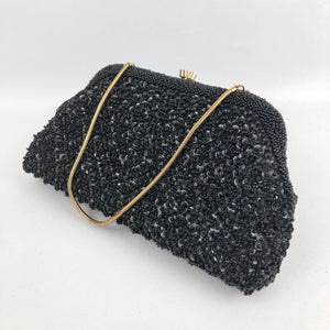 Original 1950s Black Sequin and Beaded Evening Bag by Le Soir Handbags