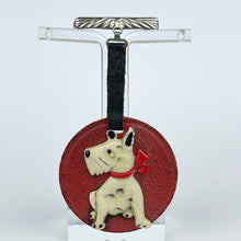 Load image into Gallery viewer, Original 1930&#39;s or 1940&#39;s Brooch Featuring a Dog in a Red Bow
