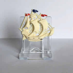 RESERVED for J - Vintage Celluloid Galleon Brooch - Pirate Ship