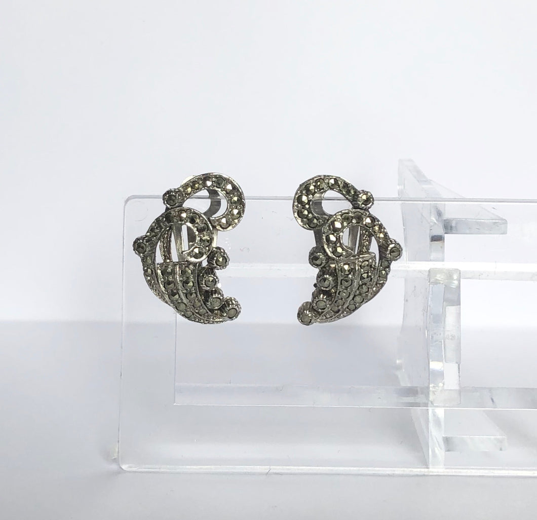 1940s or 1950s Marcasite Clip on Earrings