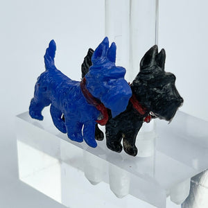 Original 1940's Blue and Black Double Scottie Dog Brooch