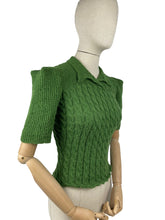 Load image into Gallery viewer, 1940&#39;s Reproduction Twisted Cable and Rib Jumper in Grass Green - Bust 33 34 35
