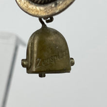 Load image into Gallery viewer, 1930s 1940s White Metal Tyrolean German Novelty Brooch with Walking Stick, Hat and Cow Bell
