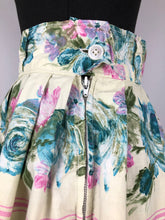 Load image into Gallery viewer, Original 1950s Yellow and Blue Cotton Skirt with Bold Roses Print - Waist 26&quot; 27&quot;
