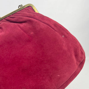 Original 1940's Burgundy Suede Set of Bag and Matching Gloves