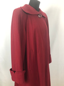 1940s 11011 True Volup Burgundy Wool Coat by Windsmoor - Bust 48" 50"