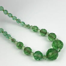 Load image into Gallery viewer, Original 1940s 1950s Green Faceted Glass Graduated Bead Necklace
