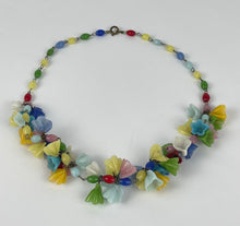 Load image into Gallery viewer, Original 1930&#39;s Multi Colour Glass Flower Necklace - Charming Vintage Piece
