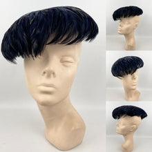 Load image into Gallery viewer, Original 1950&#39;s New Look Blue and Black Feather Hat - Beautifully Stylish Piece
