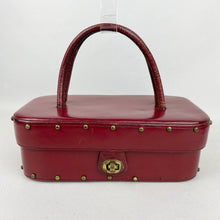 Load image into Gallery viewer, Fabulous Original 1950&#39;s Deep Red Studded Box Bag by Eros - Fabulous Vintage Bag *
