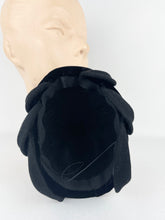 Load image into Gallery viewer, Original 1950s Black Felt Beaded Hat with Paste Decoration
